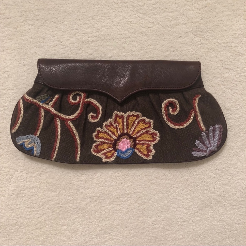 Lord & Taylor Brown Leather Clutch